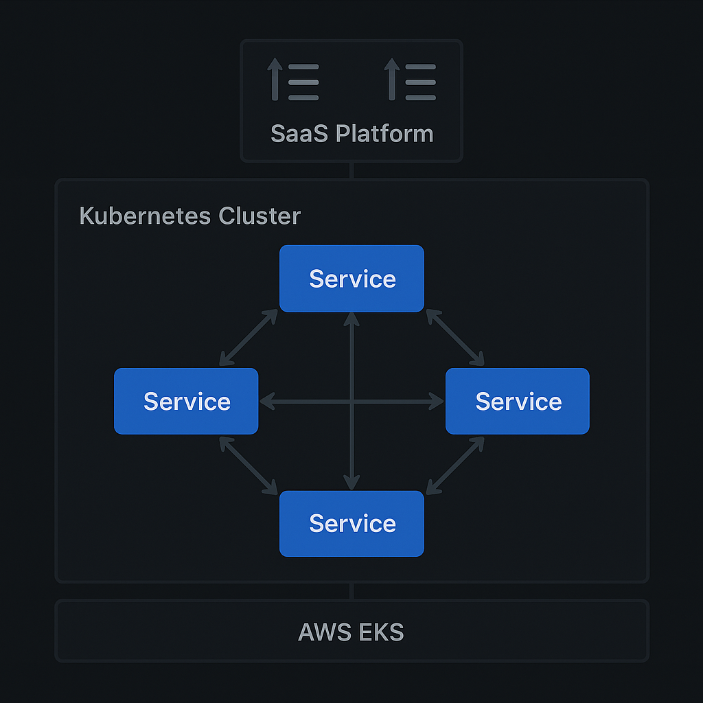 Kubernetes cluster architecture diagram for a SaaS HR platform